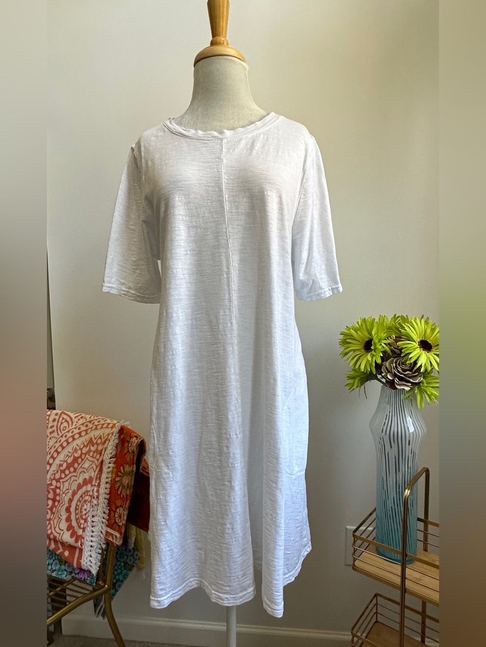 Fresh Produce White Midi Tee Dress